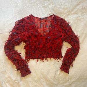 Zara Floral Fringe Top